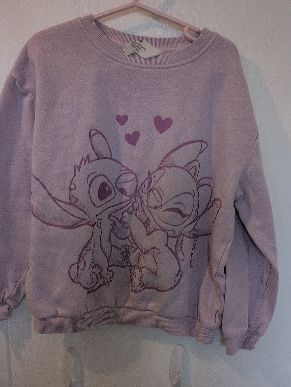 H&M Lavender Kids Sweatshirt with Stitch Duo Graphic